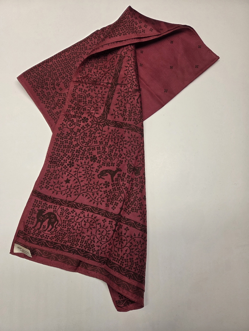 Pure Silk Scarf By Frances Sanderson Made In Scotland Mahogany Forest Motif